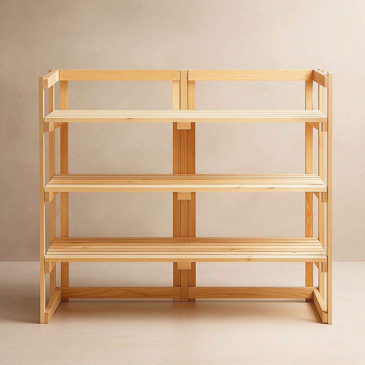 Mega Flip Foldable Wooden Display Shelf – 3-Tier Portable Rack for Craft Fairs & Exhibitions - Image 1