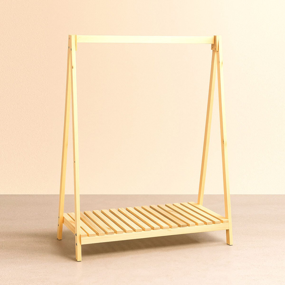 Open Closet Style Wooden Rack – wood rack for clothes with Storage Slab | Rennover - Image 1