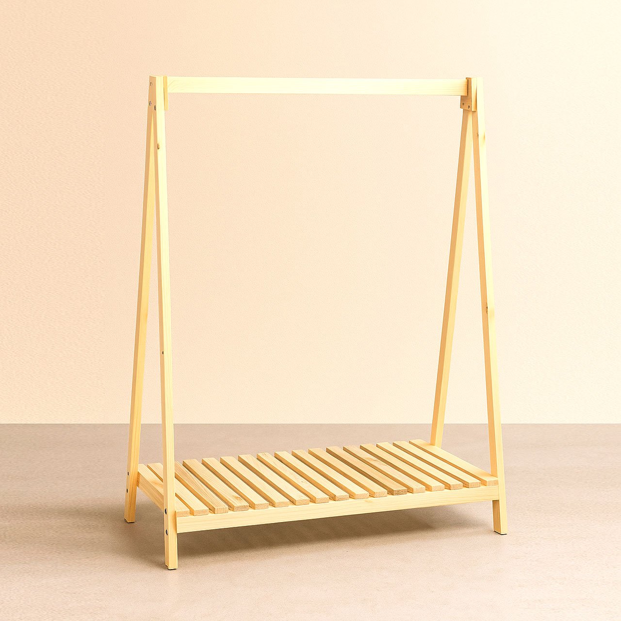 01-12-1.jpg Open Closet Style Wooden Rack – wood rack for clothes with Storage Slab | Rennover - Image 1