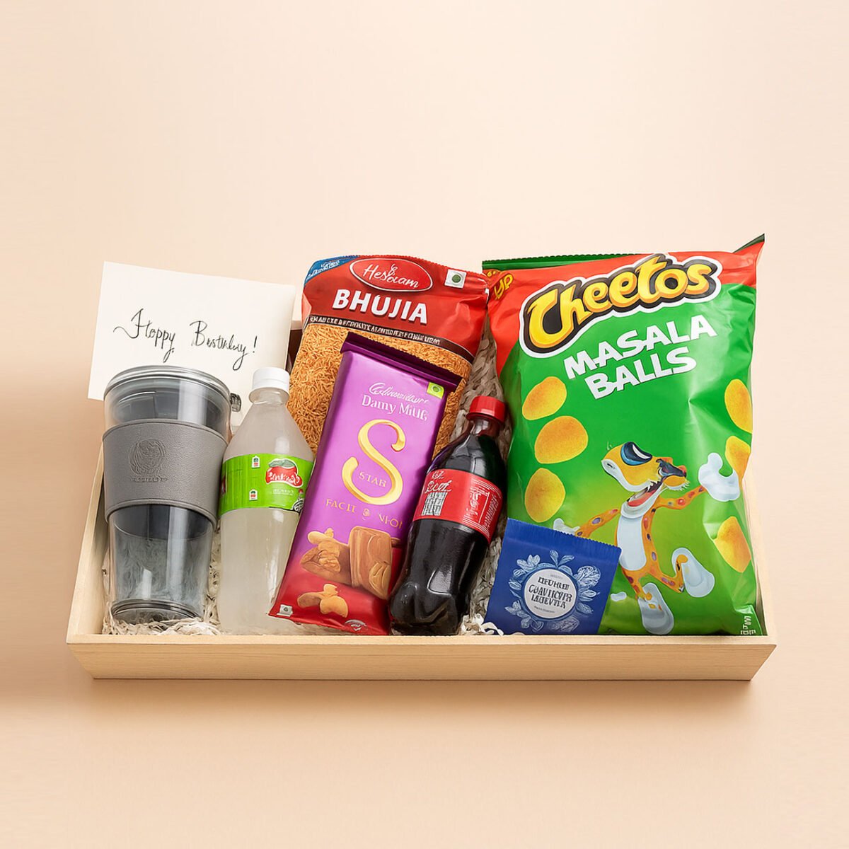 Wooden Gift Basket – Handmade Rectangular Hamper Tray with MDF Base for Festive & Wedding Gifting - Image 1
