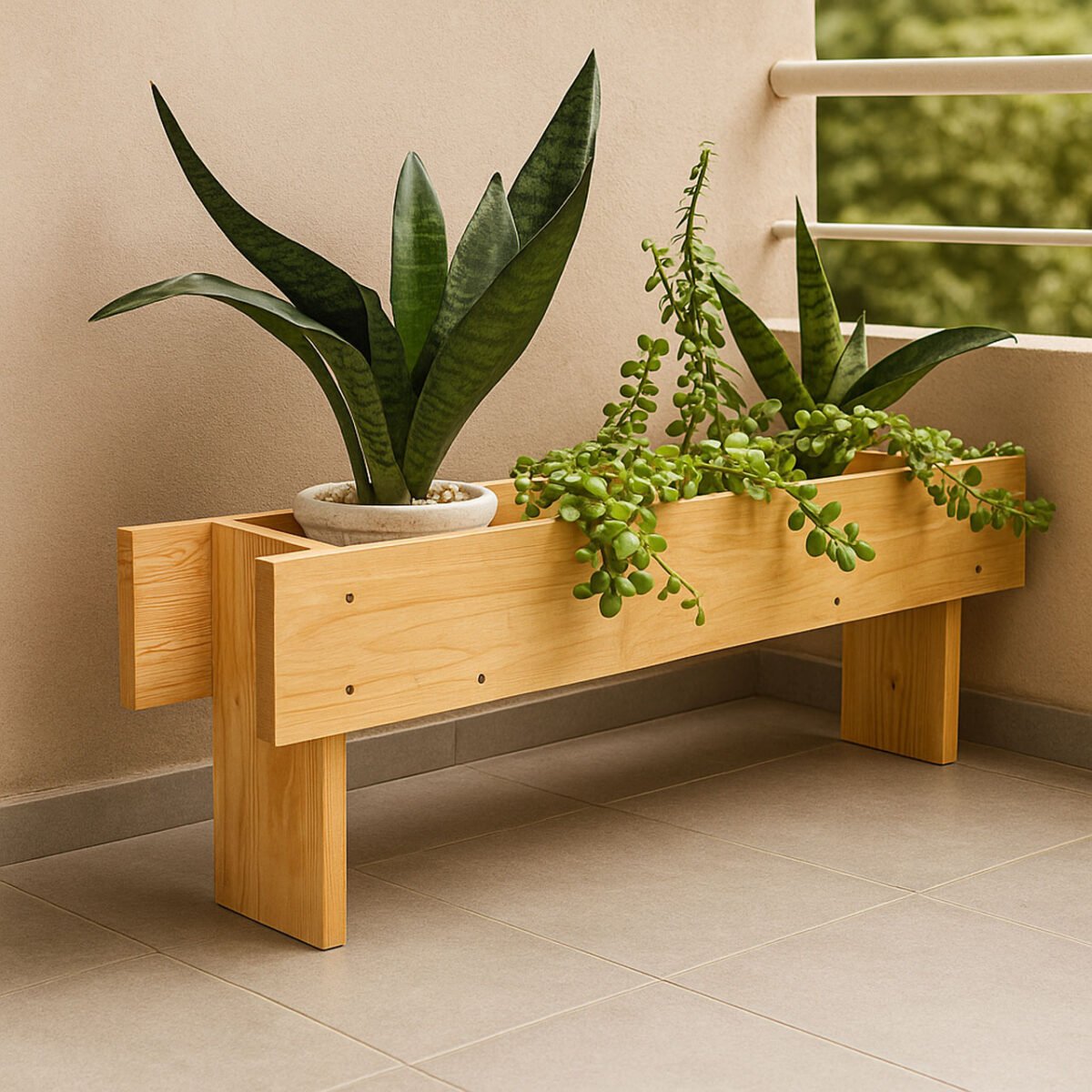 Heavy-Duty Wooden Deck Planter – Perfect for Balcony & Garden - Image 2