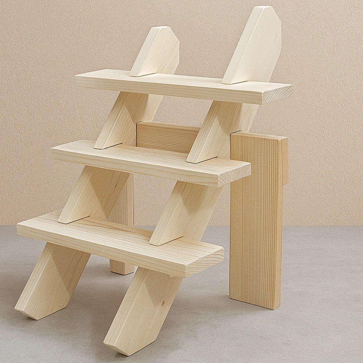 Collapsible Wooden Staircase Display Stand – 3-Tier Customizable Organizer for Craft Fairs & Artisan Markets - Image 4