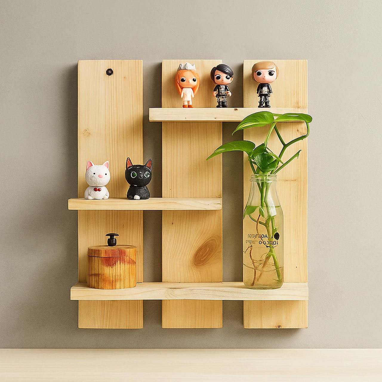 01-2-1.jpg Wall Shelf Planter Stand |  Wooden Decor Indoor for Living Room Bedroom Bathroom Kitchen Office Decoration - Image 1