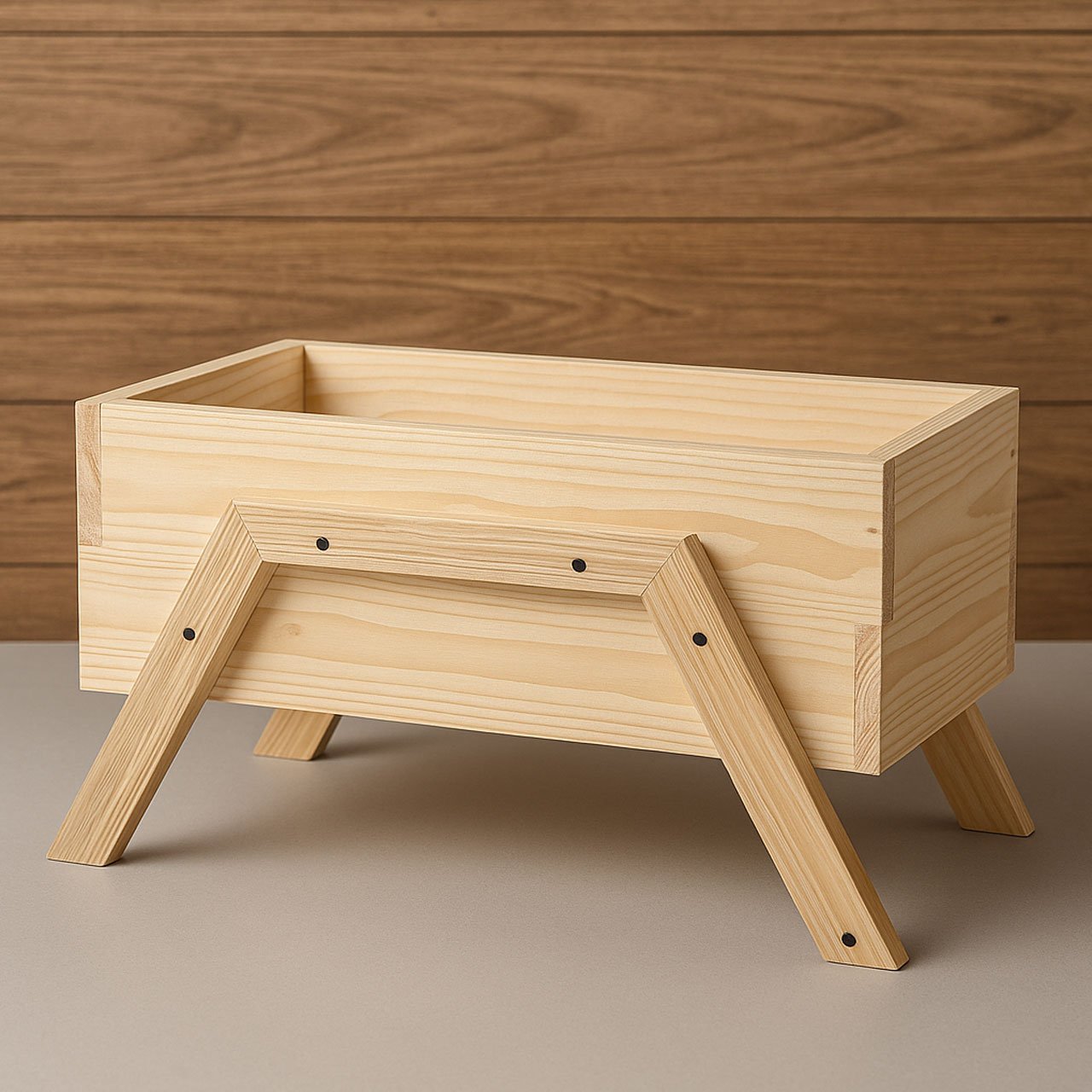 01-2-2.jpg Solid Pinewood Square Planter – 53cm Natural Wood Garden Planter with Legs, Water-Resistant - Image 1