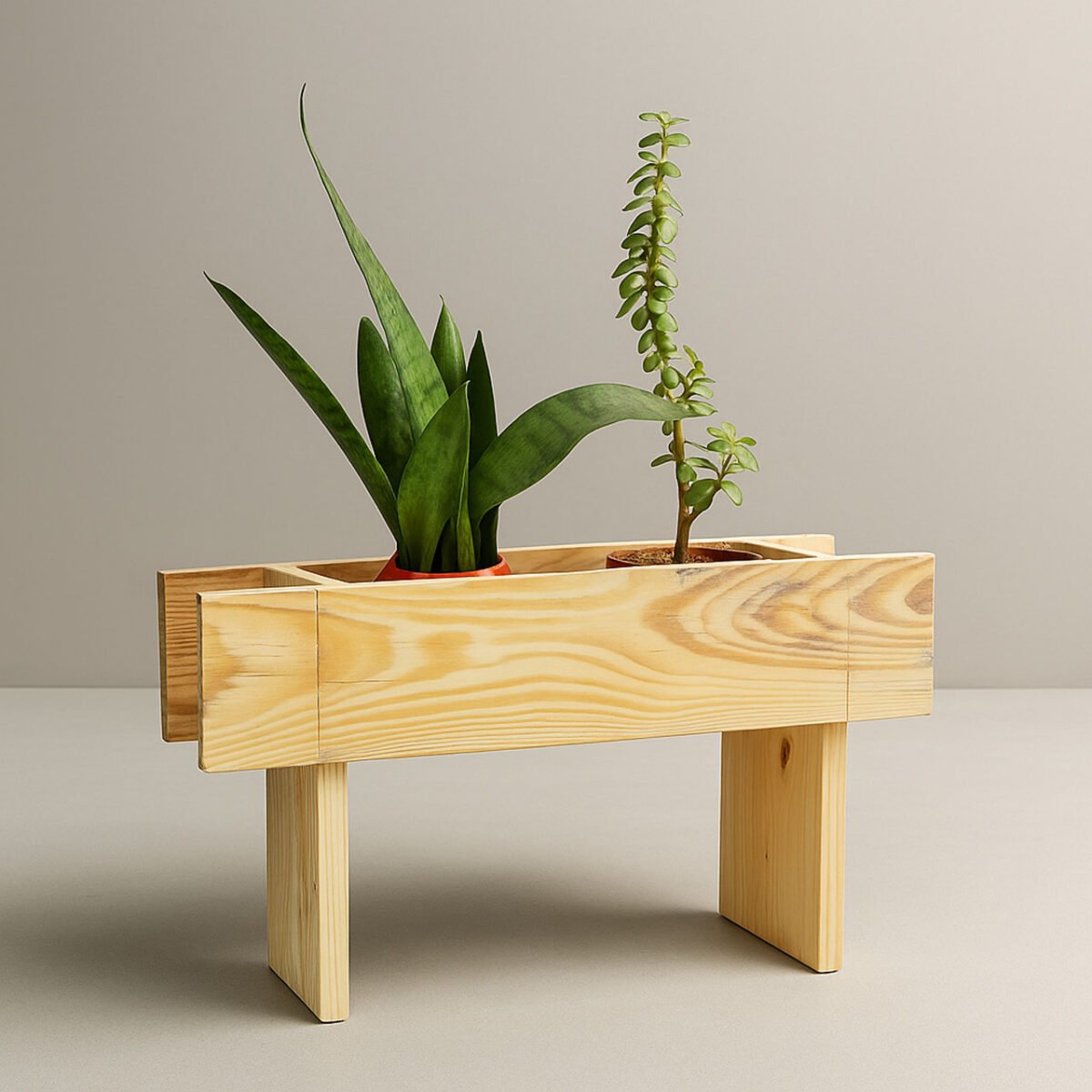Small Wooden Decking Planter – Handmade by Rennover | D8cm x W45.5cm x H25.5cm - Image 1