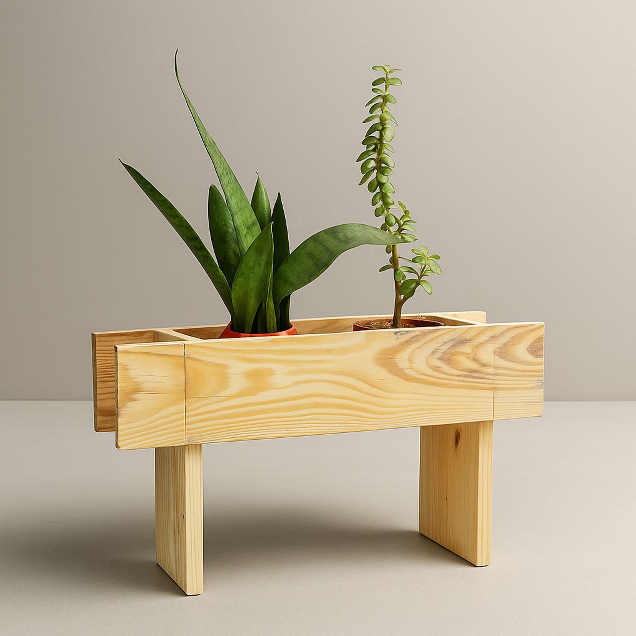 01-3-1.jpg Small Wooden Decking Planter – Handmade by Rennover | D8cm x W45.5cm x H25.5cm - Image 1