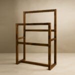 Wooden Towel Rack Holder – 2-Tier Freestanding Towel Stand with Bottom Shelf for Bathroom, Hand Towels, Washcloths, Spa & Corners