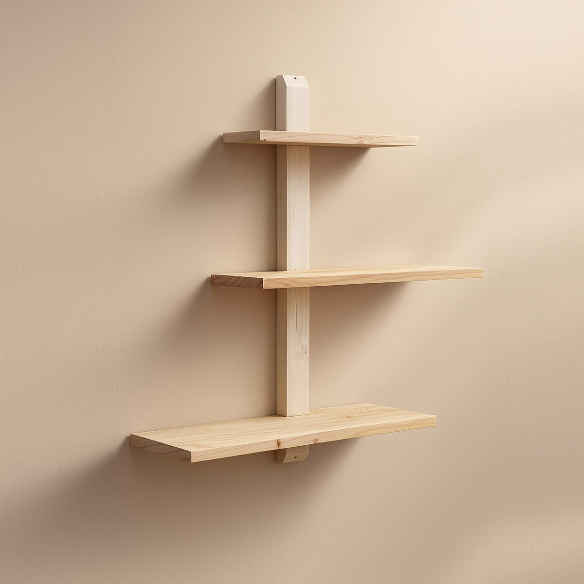 Adjustable & Detachable Pinewood Wall Shelf – Modern DIY Shelf - Image 1