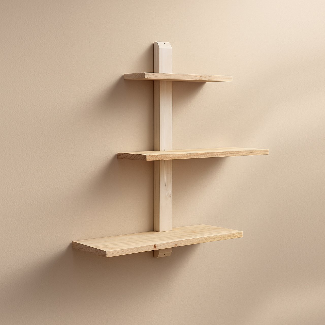 01-4-2.jpg Adjustable & Detachable Pinewood Wall Shelf – Modern DIY Shelf - Image 1