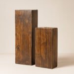 Rustic Pinewood Vase Set of 2 | Handcrafted Large & Small Wooden Flower Holders for Home & Office Décor