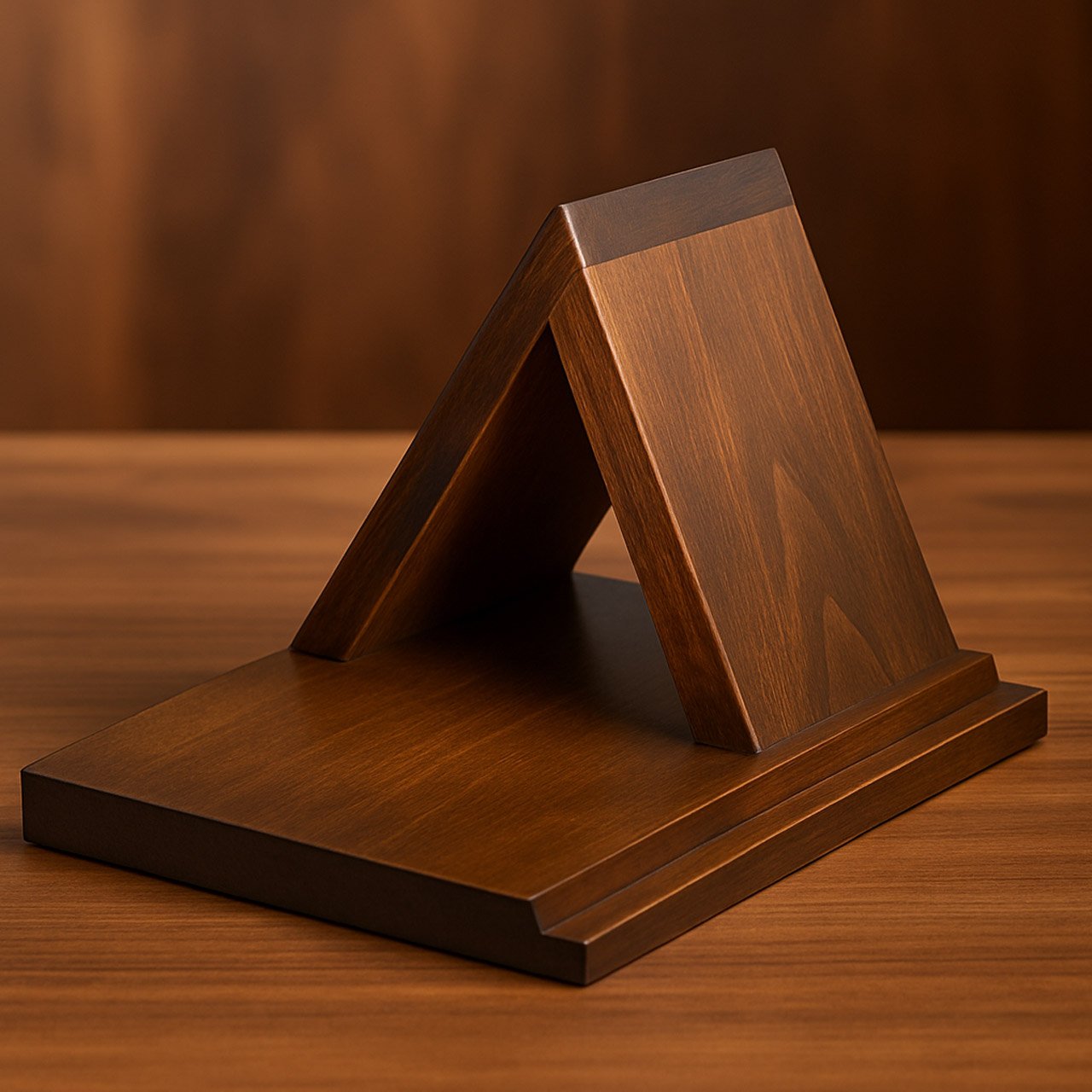 01-5-4.jpg Wooden Book Rest with Cup & Mobile/iPad Holder | Triangle Book Stand & Mug Stand | Portable and Polished Wooden Page Rest - Image 1