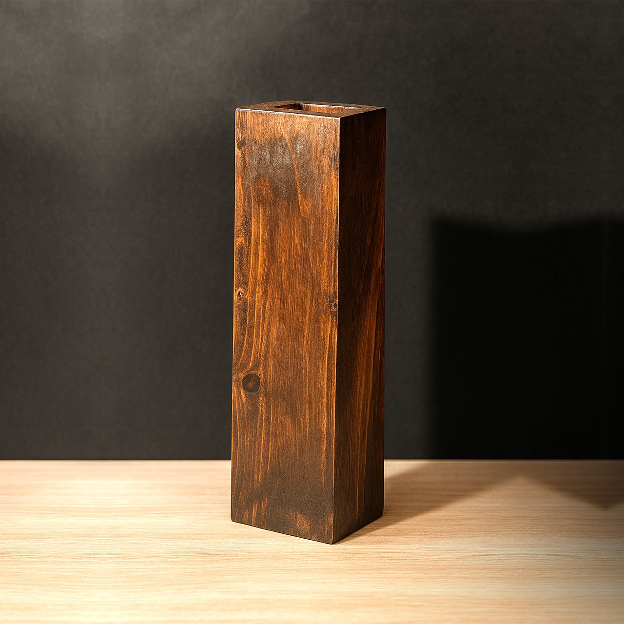 01-6-2.jpg Rustic Pinewood Long Vase | Handcrafted Wooden Flower Holder for Home & Office Décor - Image 2