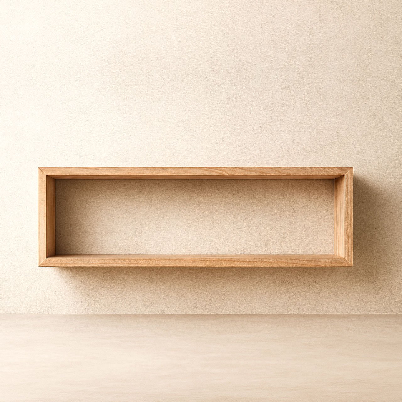 01-7-1.jpg Rectangular Solid Wood Wall Shelf | Modern Floating Shelf for Home & Office Décor - Image 1