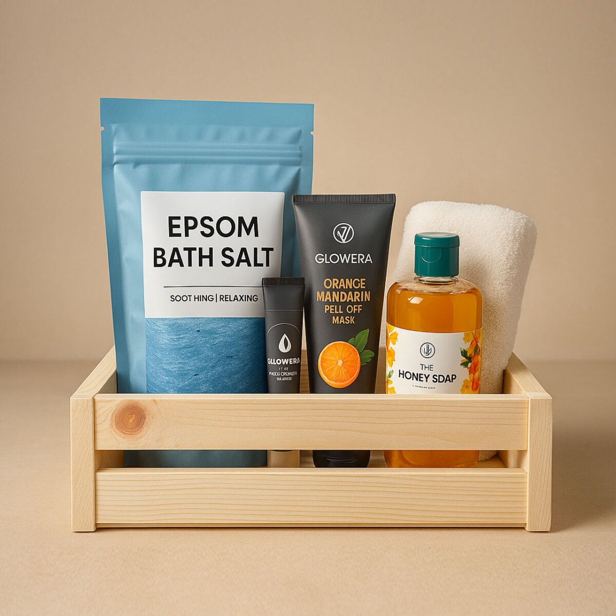 Pinewood Wood Square Basket Tray | Gifting | Storage | Gift Hamper with MDF Base - Image 1