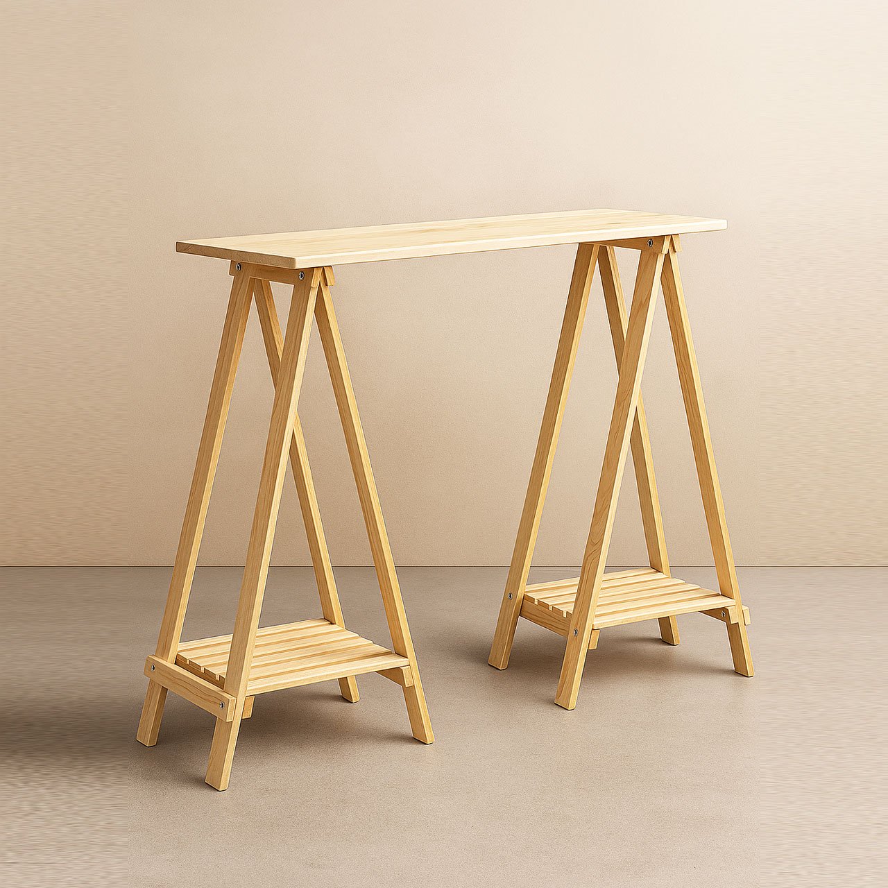 01-8-3.jpg Portable Wooden Display Table – Easel Style, Screw-Free & Event Ready - Image 1