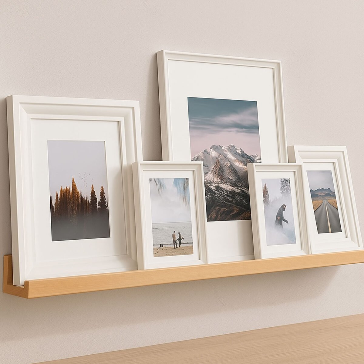 Set of 2 Floating Wooden Wall Shelves – Decorative Hanging Shelves for Photo Frames, Books & Home Décor | Wall Mounted Shelves for Living Room & Bedroom - Image 1