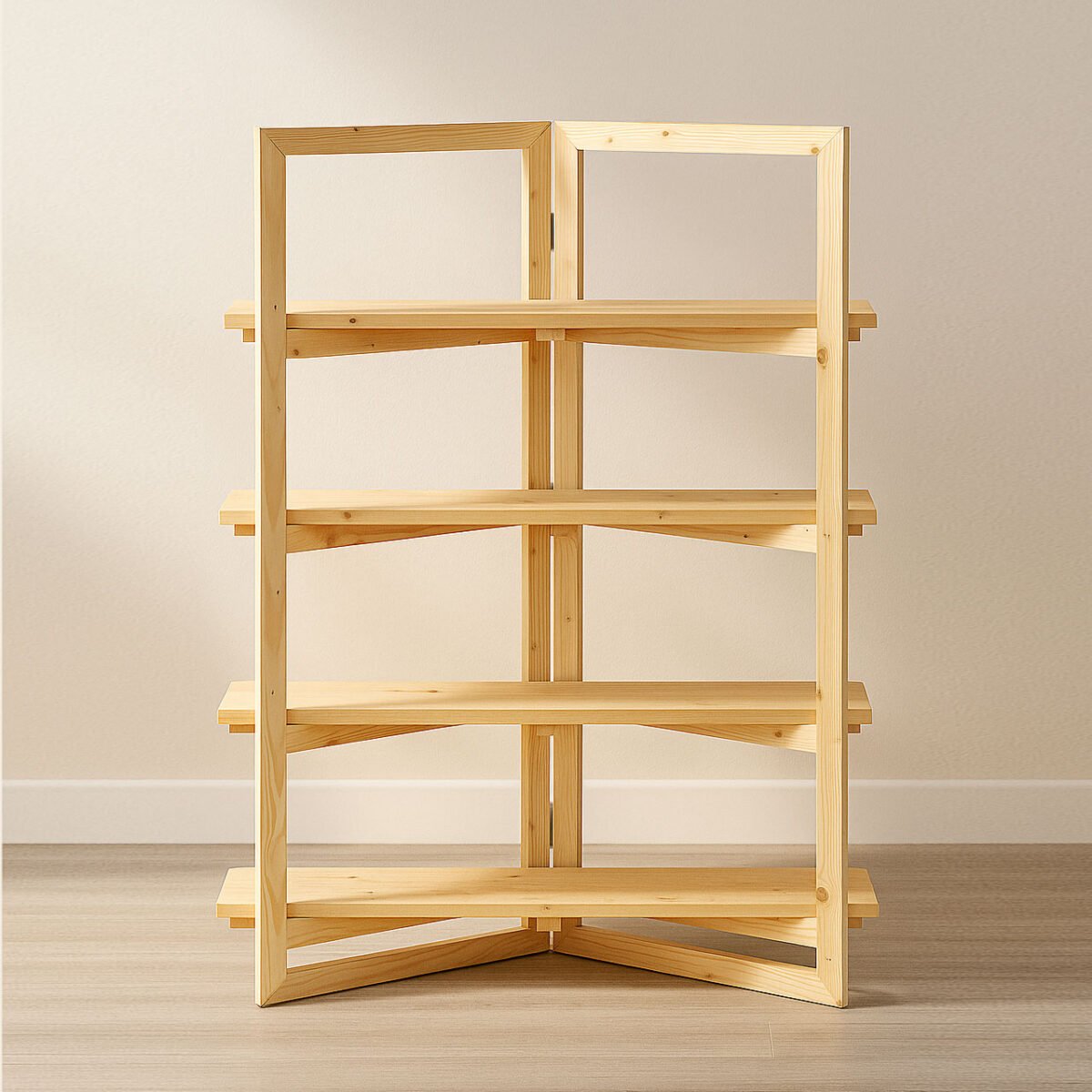 Wooden Display Stand for Market Stalls – 4-Tier Foldable Pine Rack for Pop-Ups & Events - Image 1