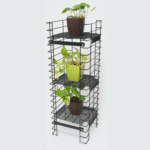Black Shorea tall plant stand with 3 tiers