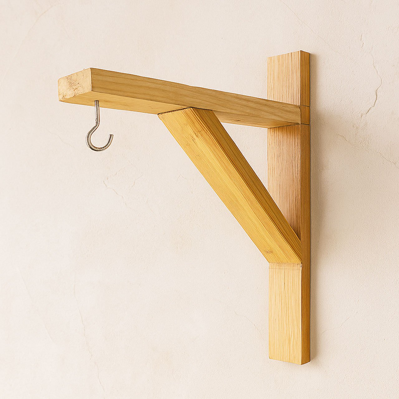 02-1-3.jpg Wall Mounted Plant Pot Holders | Wood Bracket | Wooden Shelf Bracket | Set of 2 - Image 2