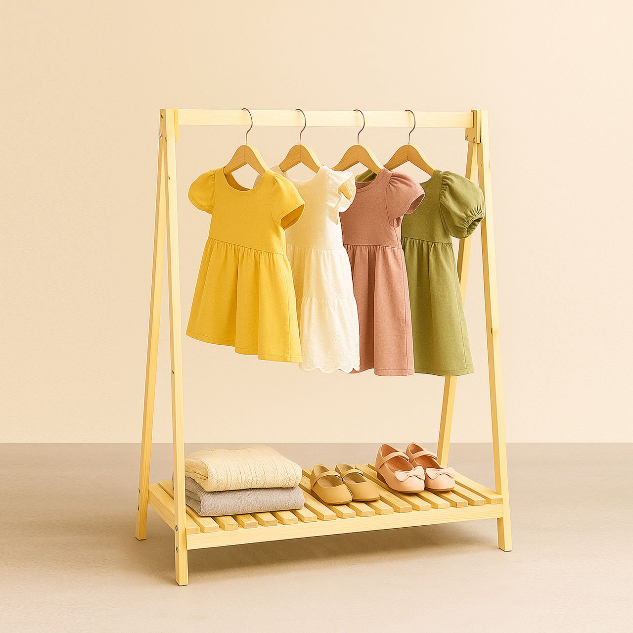 02-12-1.jpg Open Closet Style Wooden Rack – wood rack for clothes with Storage Slab | Rennover - Image 2