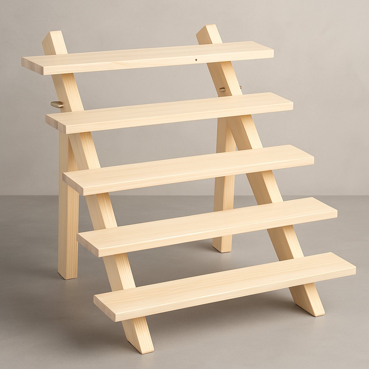 02-15.jpg Compact Foldable 5-Tier Stand – Wooden Product Display for Small Businesses - Image 2
