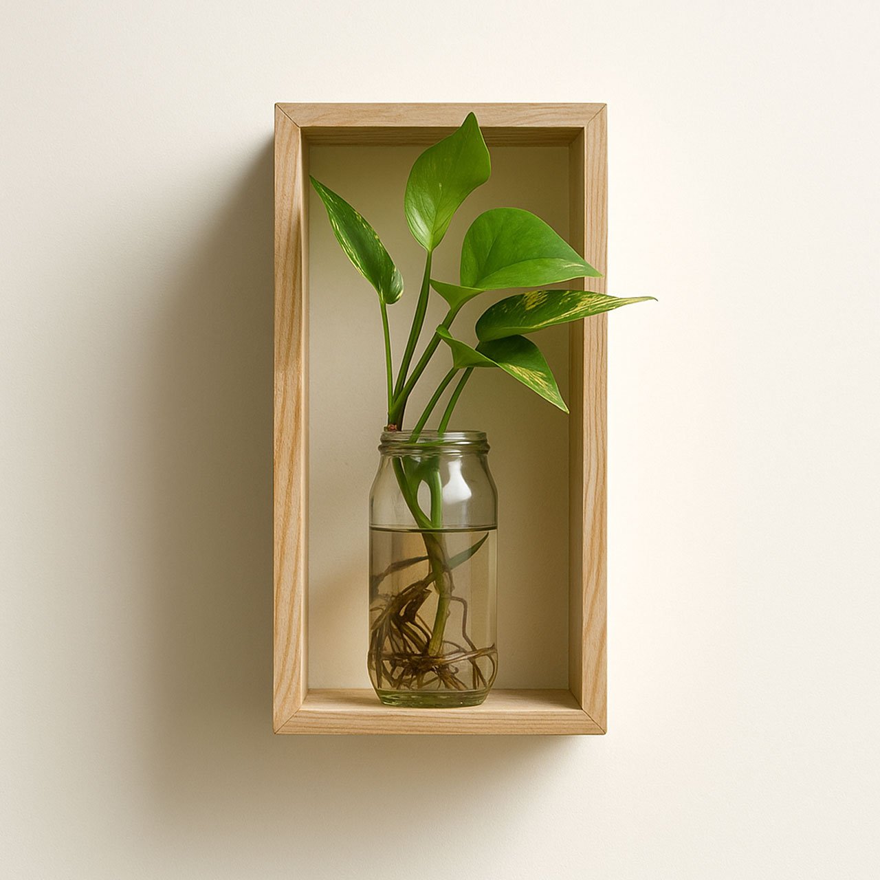 02-6-1.jpg Rectangular Small Solid Wood Wall Shelf | Modern Floating Shelf for Home & Office Décor - Image 2