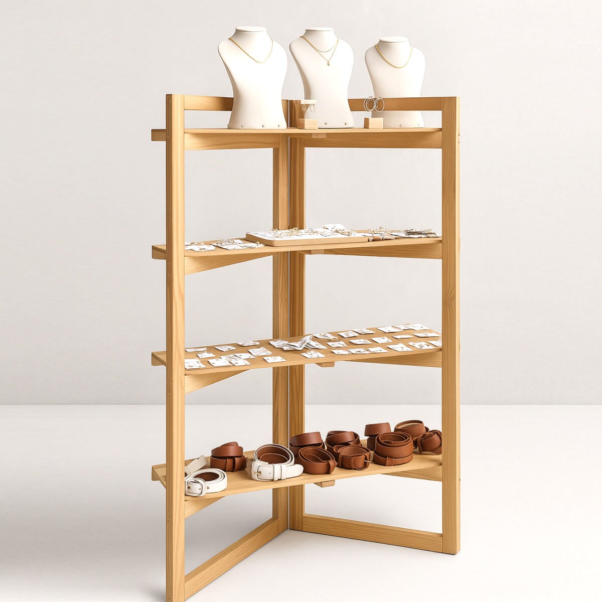 Wooden Display Stand for Market Stalls – 4-Tier Foldable Pine Rack for Pop-Ups & Events - Image 2