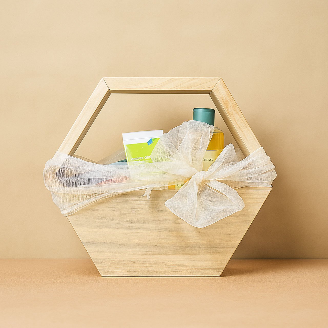 02.jpg Hexagon wooden basket and gifting box or Plant Stand - Image 2