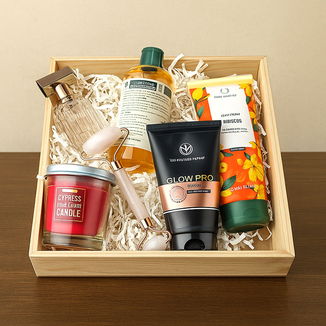 03-10-1.jpg Rennover Pinewood Decorative Gift Basket – Square Wooden Hamper Tray (20cm x 20cm x 6cm) for Gifting & Home Décor - Image 3