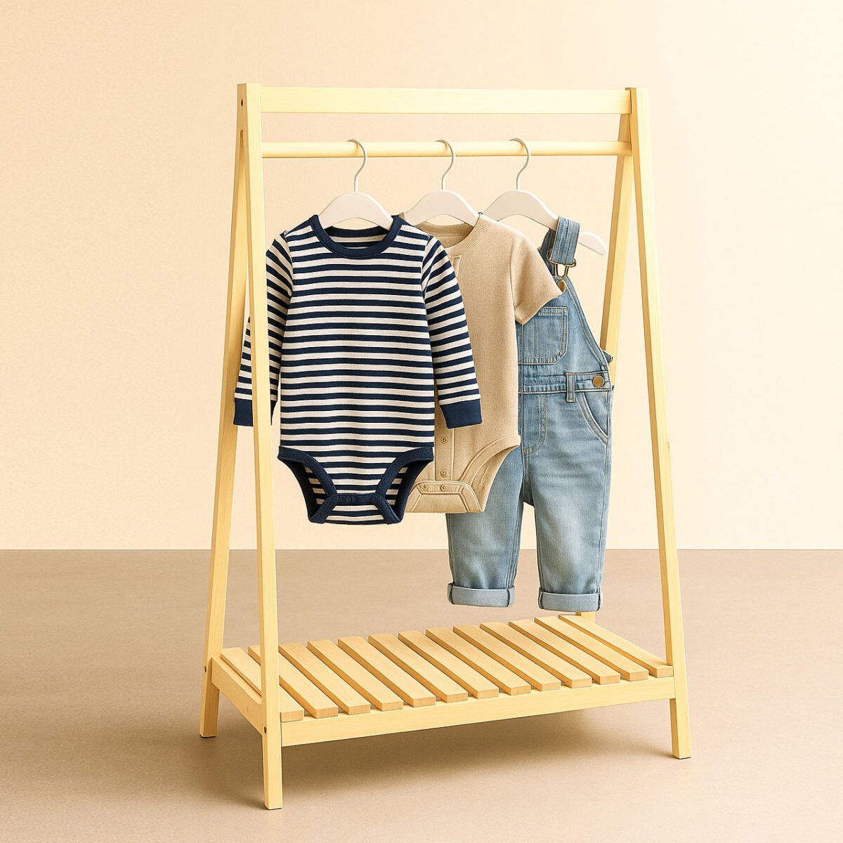 Open Closet Style Wooden Rack – wood rack for clothes with Storage Slab | Rennover - Image 3