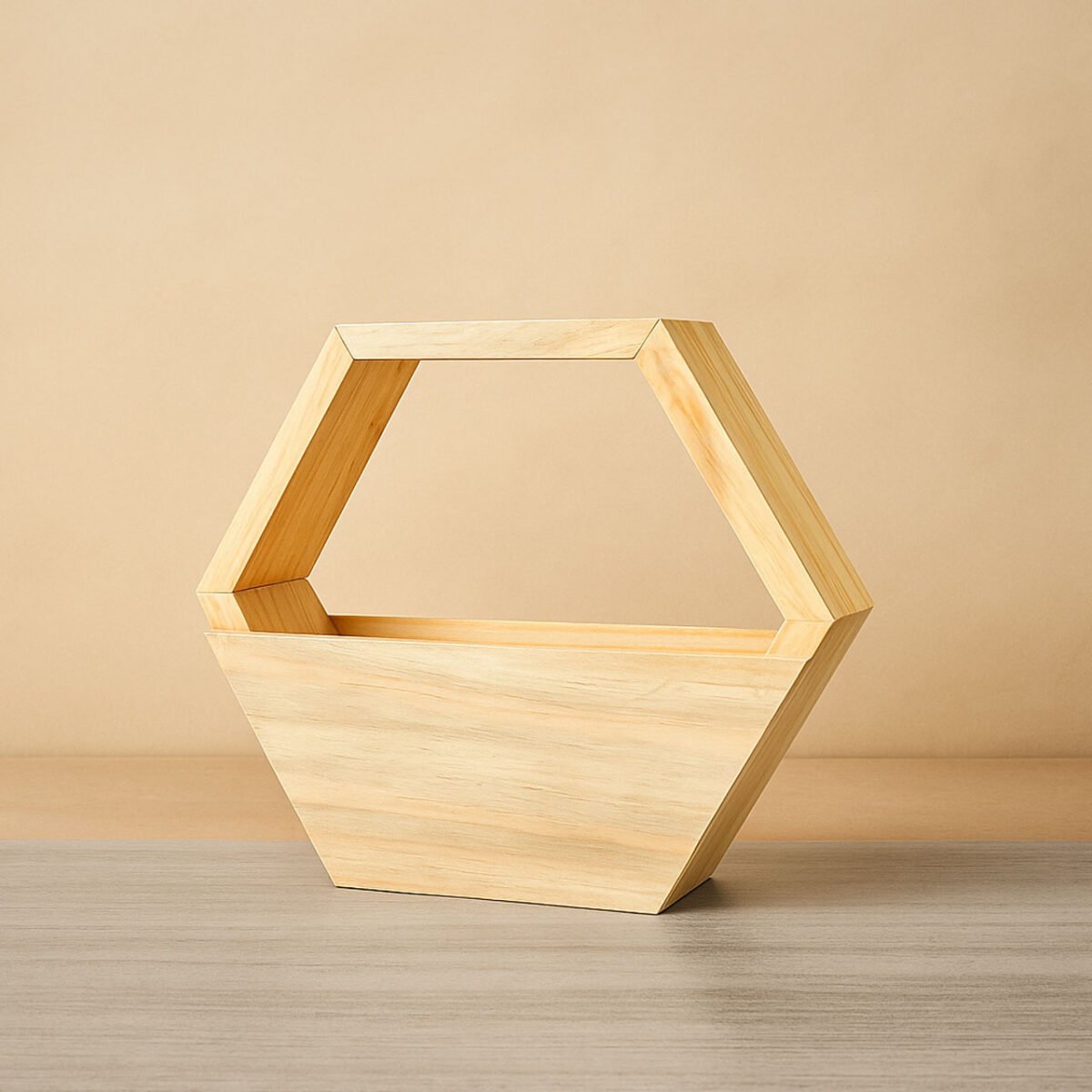 Hexagon wooden basket and gifting box or Plant Stand - Image 3