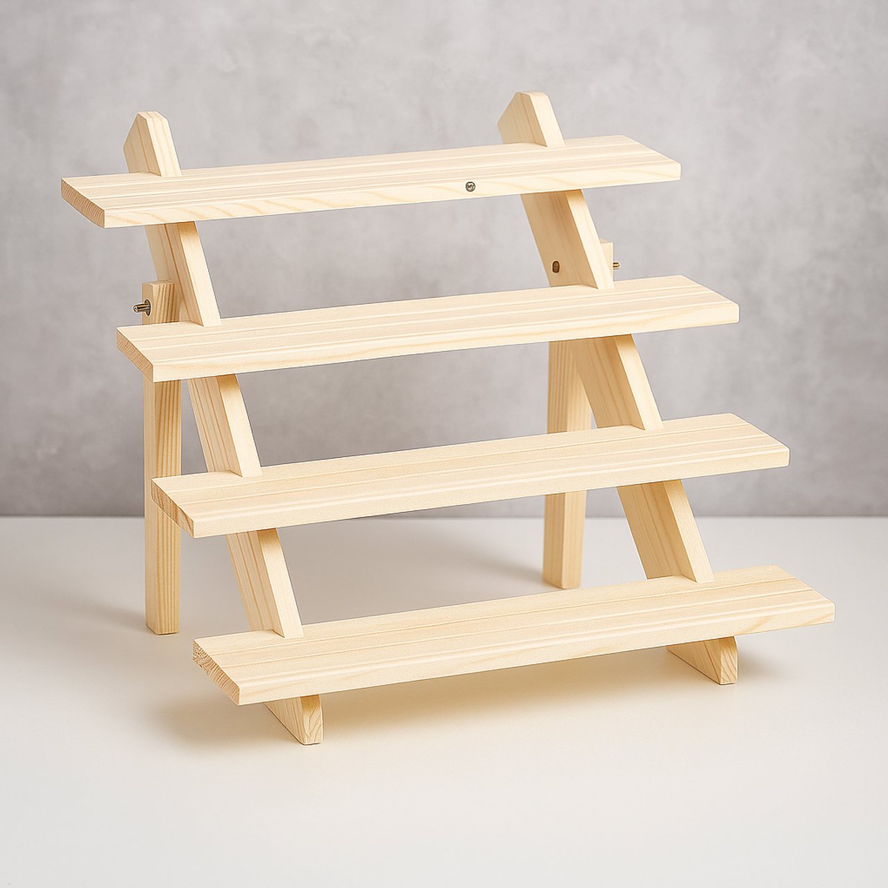 03-14.jpg Custom Wooden Staircase Display – 4-Tier Organizer for Events & Showcases - Image 3