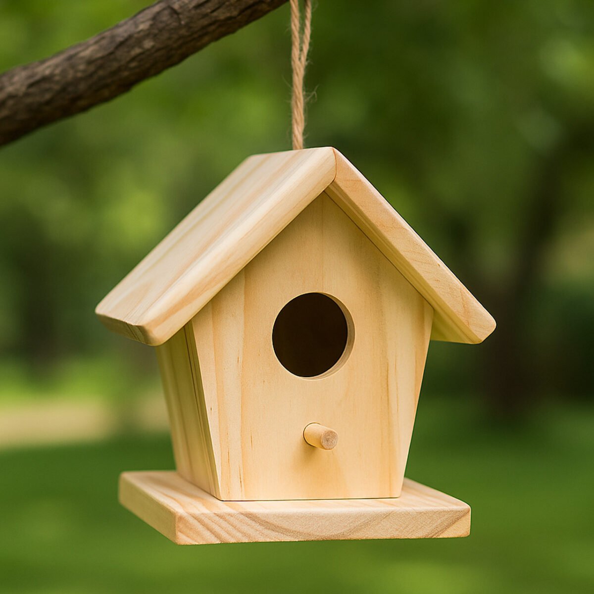 Natural Wooden Bird House – Ideal for Balcony, Garden & Outdoor Décor - Image 1