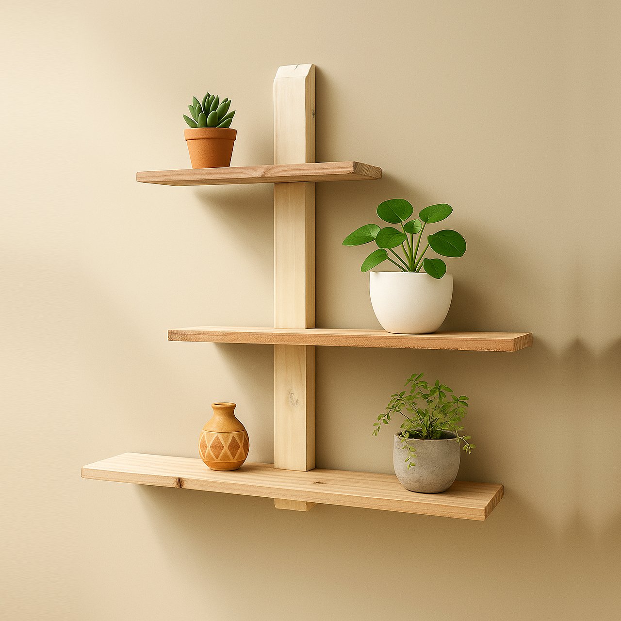 03-4-1.jpg Adjustable & Detachable Pinewood Wall Shelf – Modern DIY Shelf - Image 3