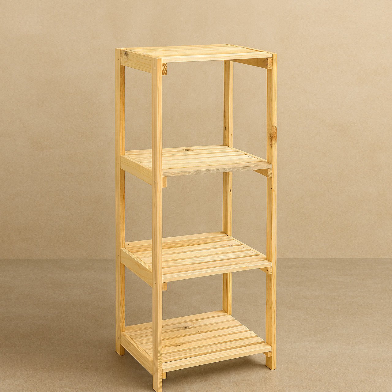 03-5-3.jpg Solid Pinewood 4-Tier Shelf – Square Display Rack for Plants, Books & More - Image 3