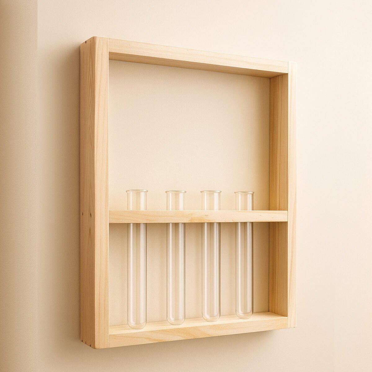 Wall Hanging Glass Planter | Pinewood 4 Test Tube Propagation Station & Tabletop Terrarium for Home, Kitchen & Wedding Decor - Image 3