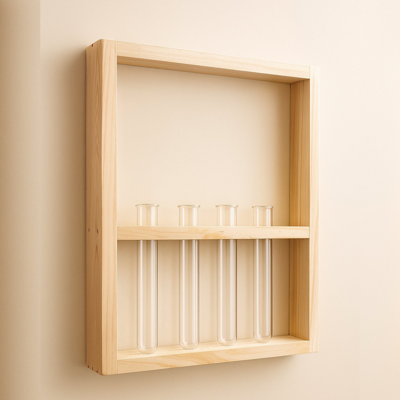 03-6-2.jpg Wall Hanging Glass Planter | Pinewood 4 Test Tube Propagation Station & Tabletop Terrarium for Home, Kitchen & Wedding Decor - Image 3