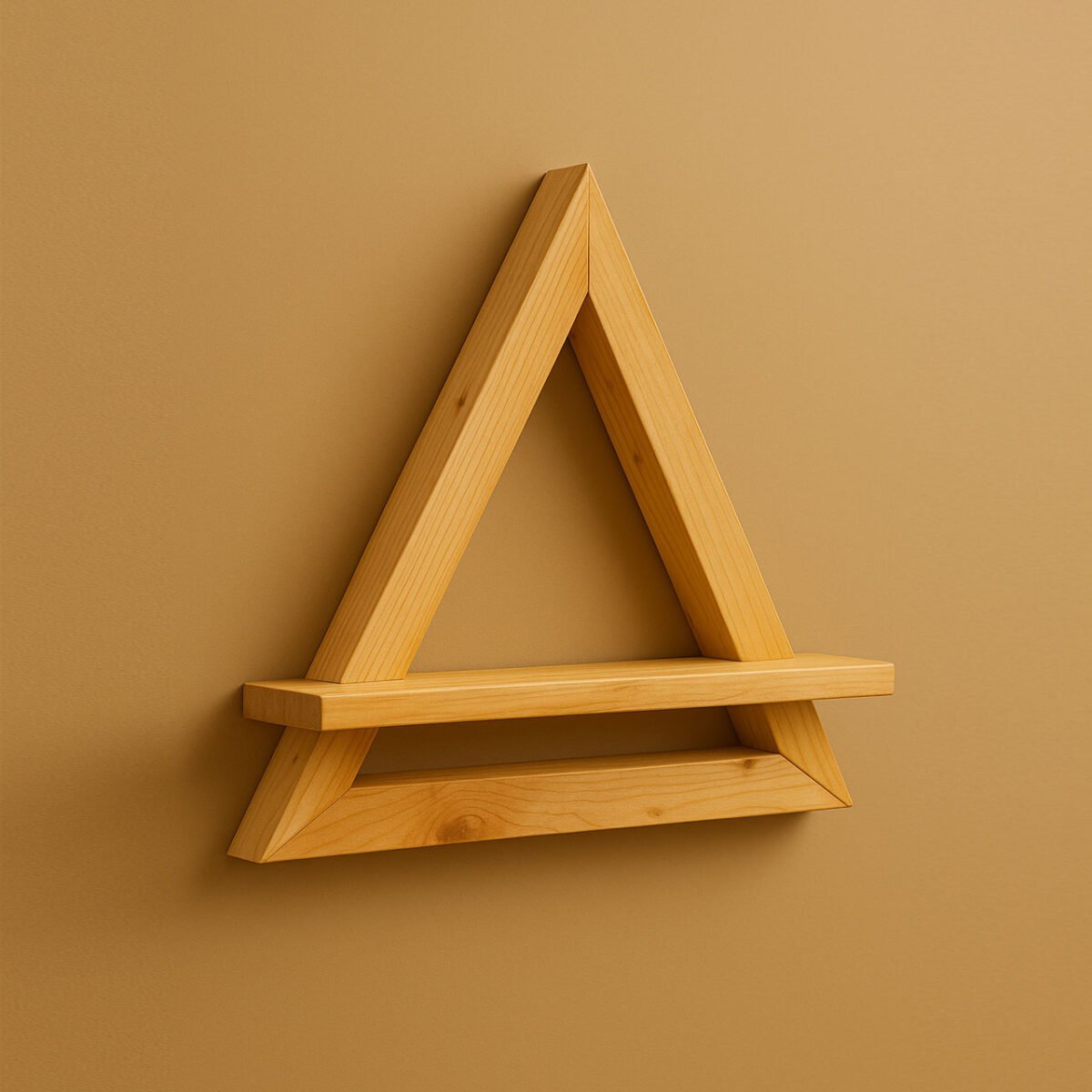 Triangle Wall Shelves – Pinewood with Keyholders - Image 4