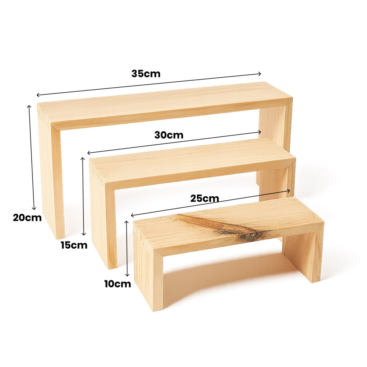 3-Tier Wooden Display Risers – Decorative Stand for Retail, Events & Home Décor - Image 1