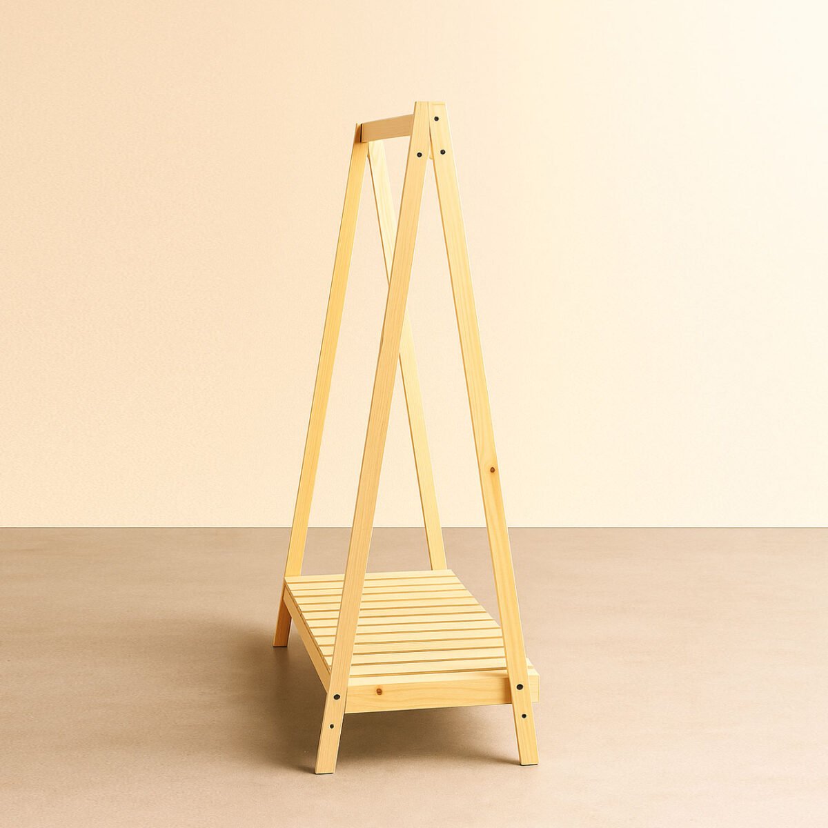 Open Closet Style Wooden Rack – wood rack for clothes with Storage Slab | Rennover - Image 4