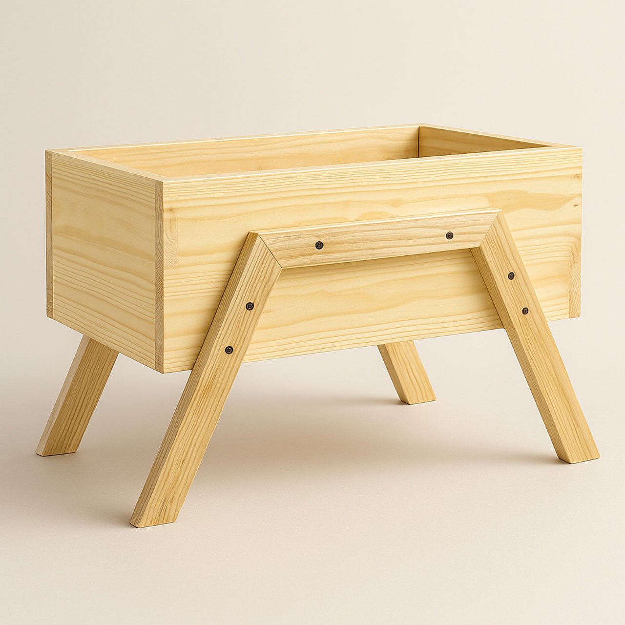 04-2-2.jpg Solid Pinewood Square Planter – 53cm Natural Wood Garden Planter with Legs, Water-Resistant - Image 4