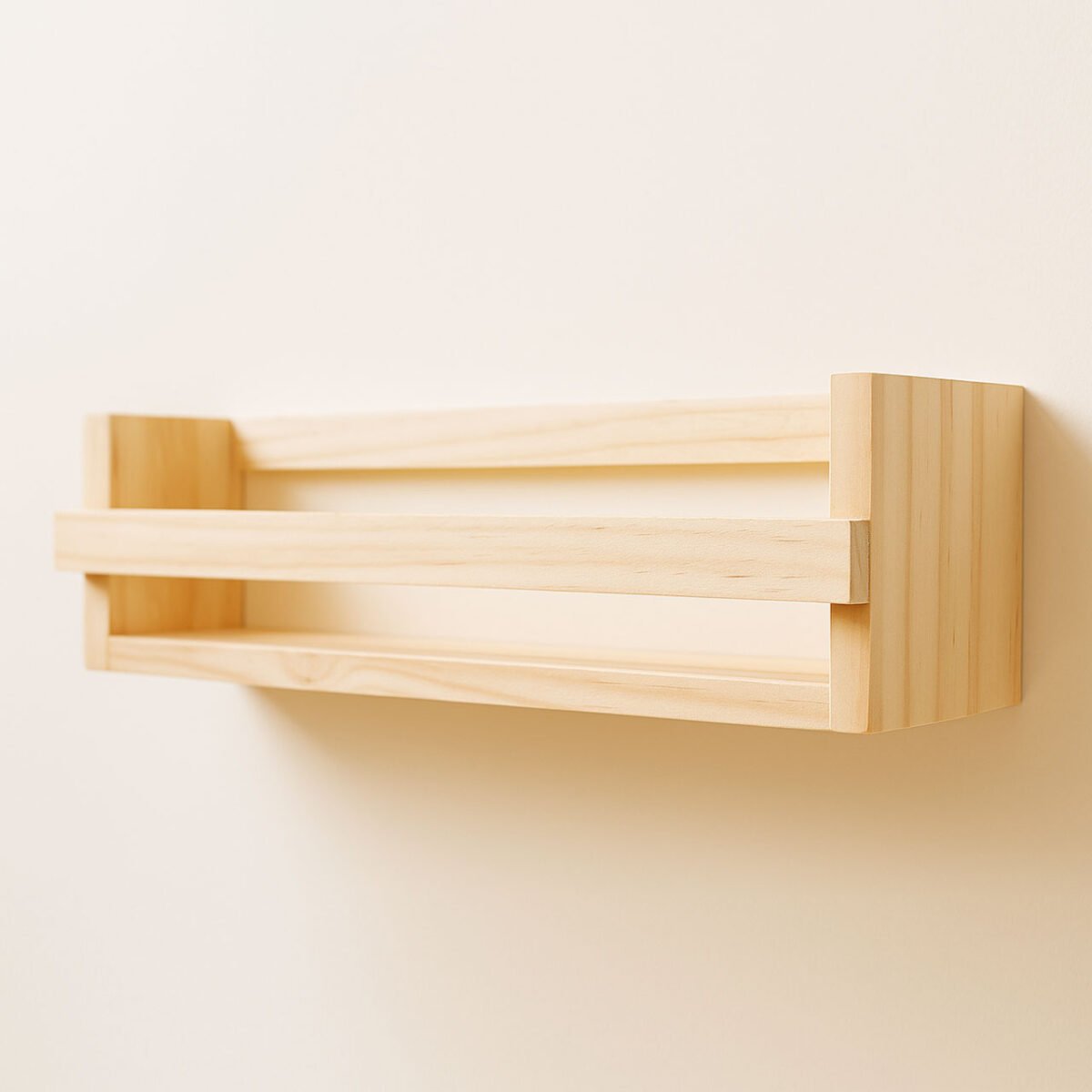 Wall Bookshelves | Pinewood Floating Bookshelf | Nursery Shelves | Floating Book Shelves for Wall | Set of 2 Pinewood Wall Storage Shelves - Image 4