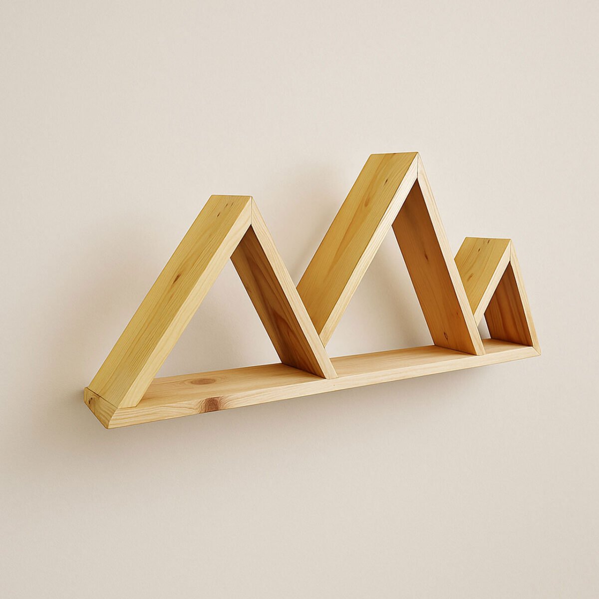 Mountain Floating Wall Shelf | Premium Pine Wood Shelving | Rustic Triangle Design for Home, Cabin, Bedroom, Nursery & Living Room Décor - Image 4