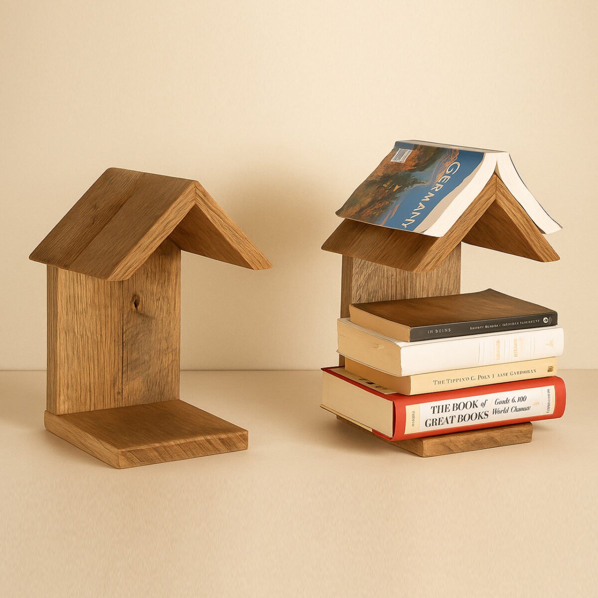 Personalized Hut-Shaped Rustic Pinewood Book Stand | Wooden Book Rest for Reading & Gifting - Image 4
