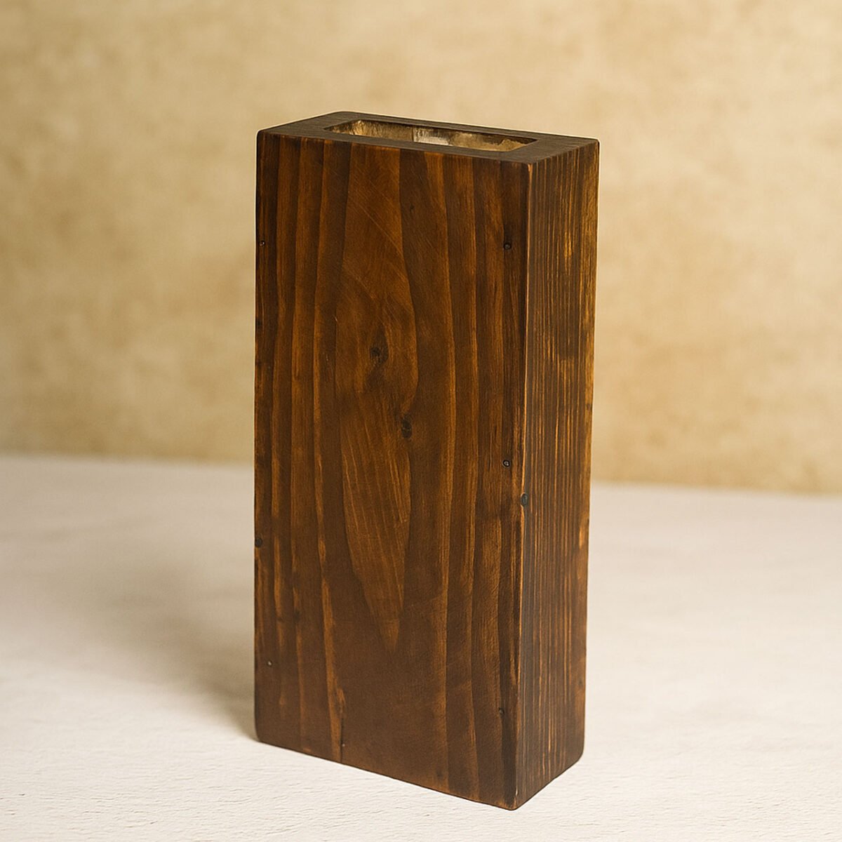Rustic Pinewood Vase Set of 2 | Handcrafted Large & Small Wooden Flower Holders for Home & Office Décor - Image 4