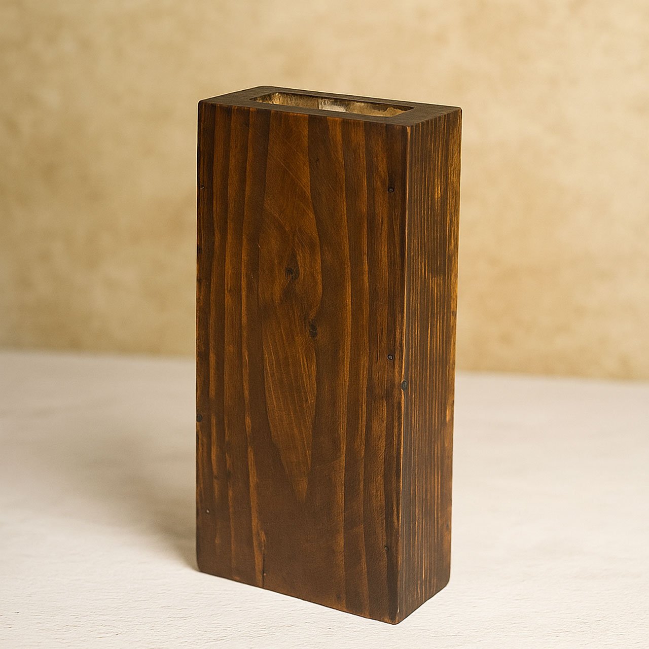 04-4-2.jpg Rustic Pinewood Vase Set of 2 | Handcrafted Large & Small Wooden Flower Holders for Home & Office Décor - Image 4