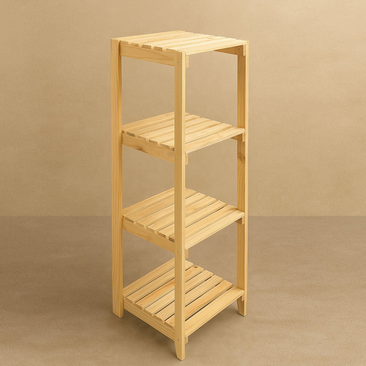 04-5-3.jpg Solid Pinewood 4-Tier Shelf – Square Display Rack for Plants, Books & More - Image 4