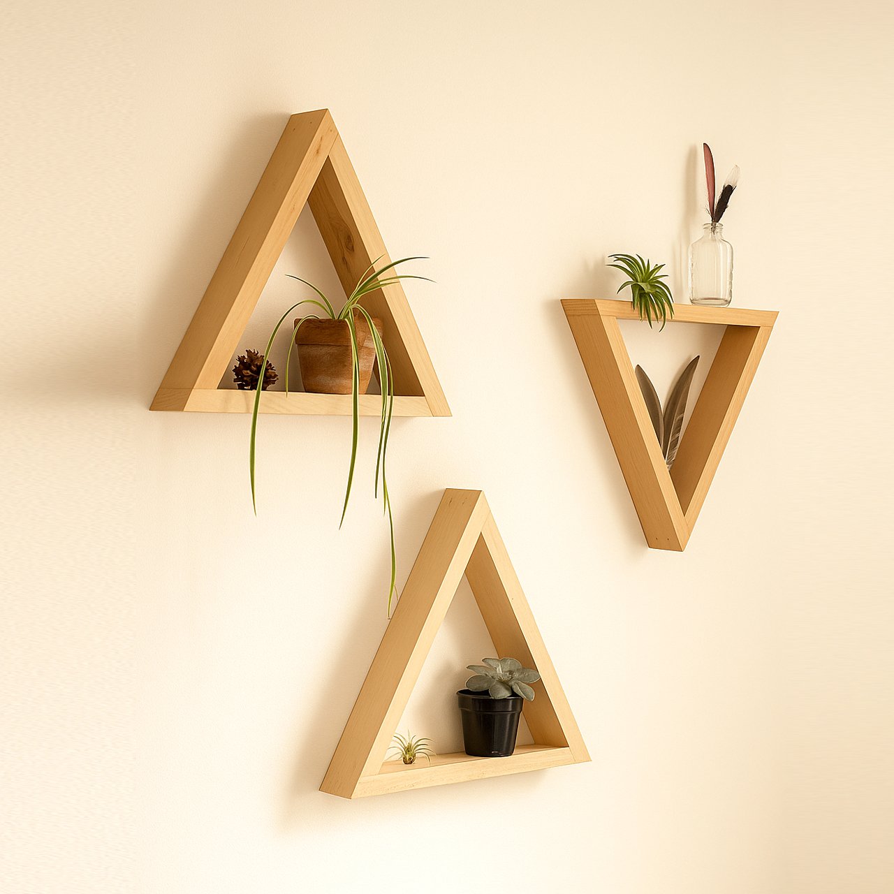 05-1.jpg Triangular Wall Shelf | Pinewood | Rennover | WoodWork | Pack of 2 - Image 2