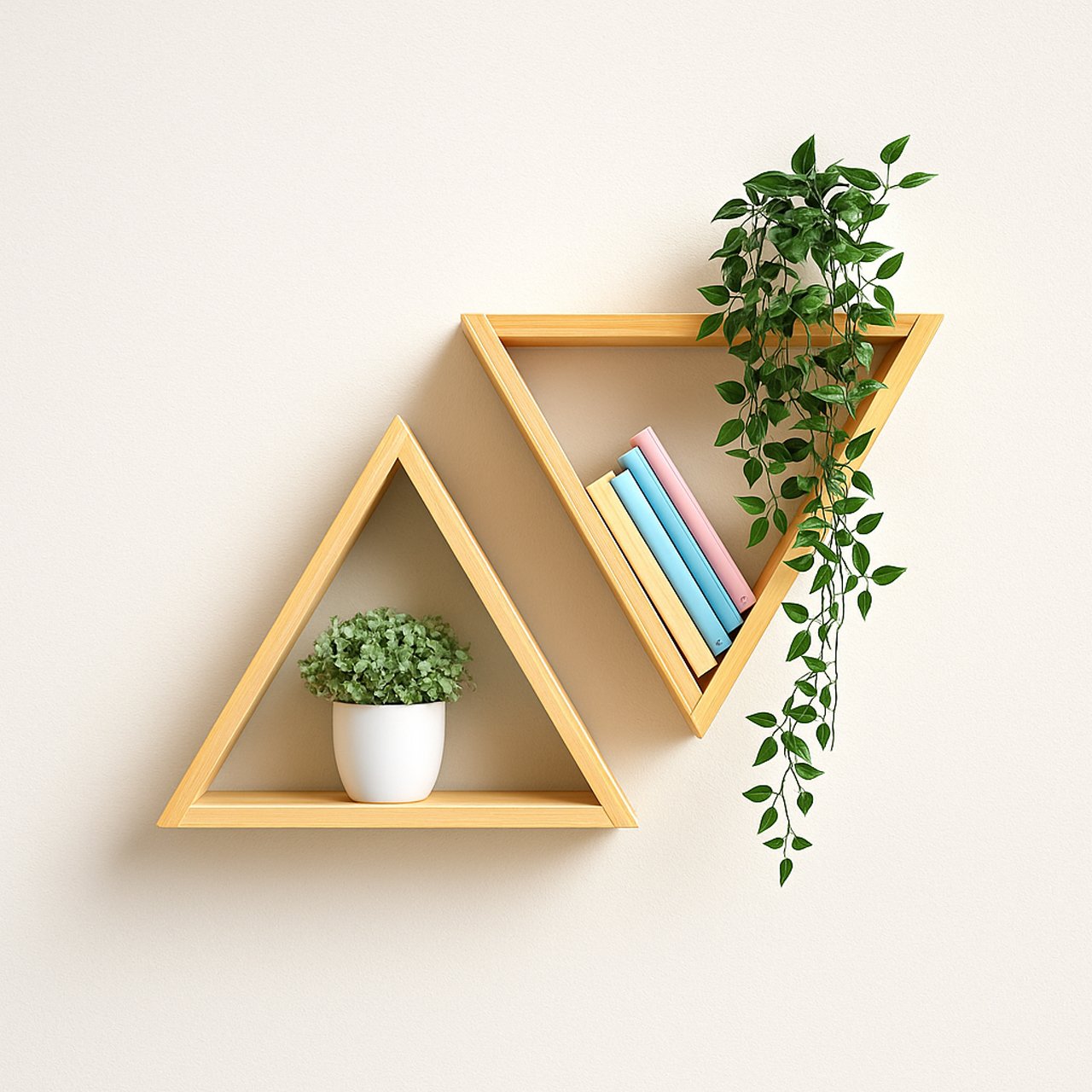 08.jpg Triangular Wall Shelf | Pinewood | Rennover | WoodWork | Pack of 2 - Image 4
