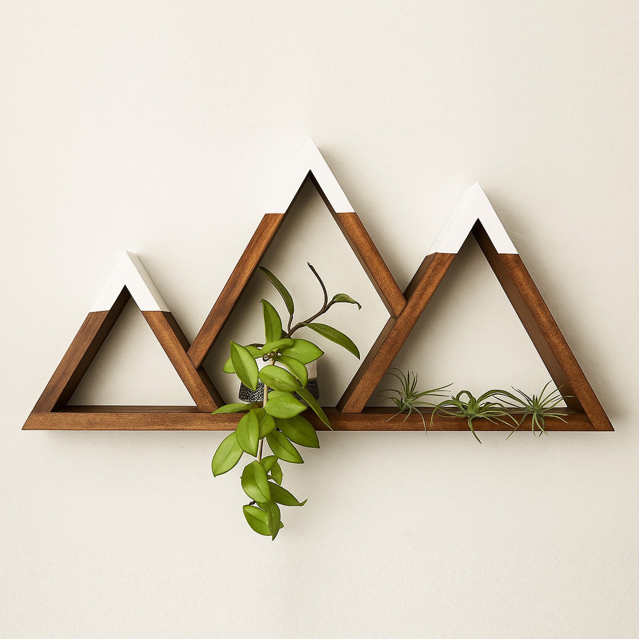 10.jpg Mountain Floating Wall Shelf | Premium Pine Wood Shelving | Rustic Triangle Design for Home, Cabin, Bedroom, Nursery & Living Room Décor - Image 1